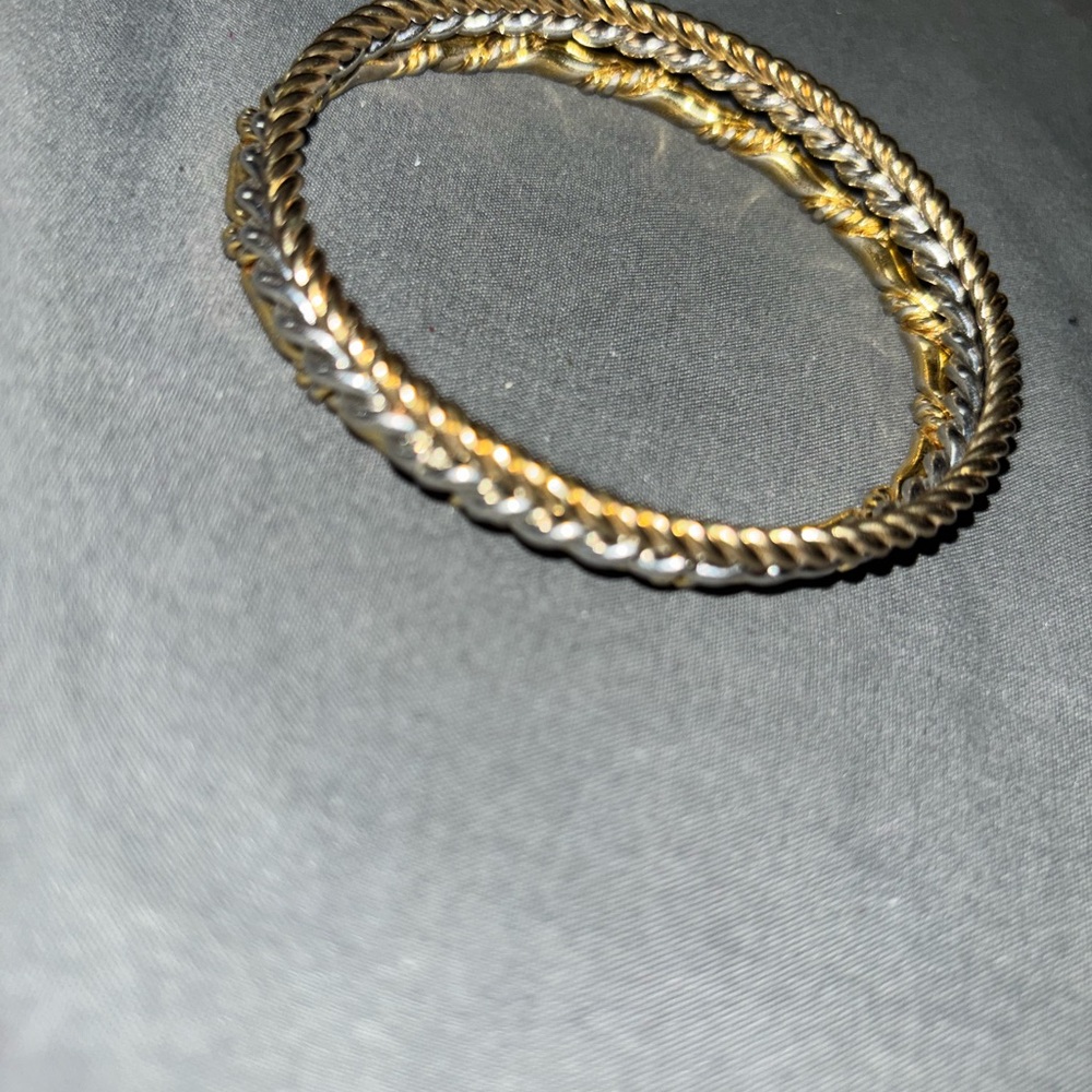 Elegant Gold and Silver Bangle Set - Picture 3 of 10